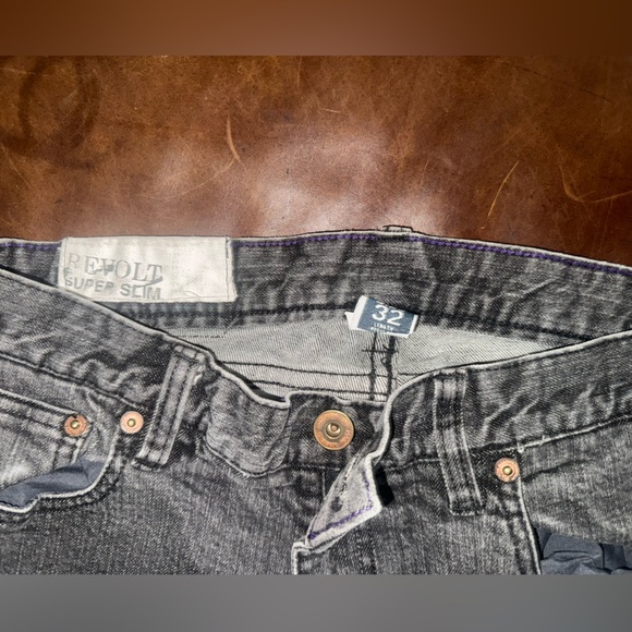 Revolt Slim Active Jeans Mens Charcoal Straight Leg Jeans - Picture 2 of 6